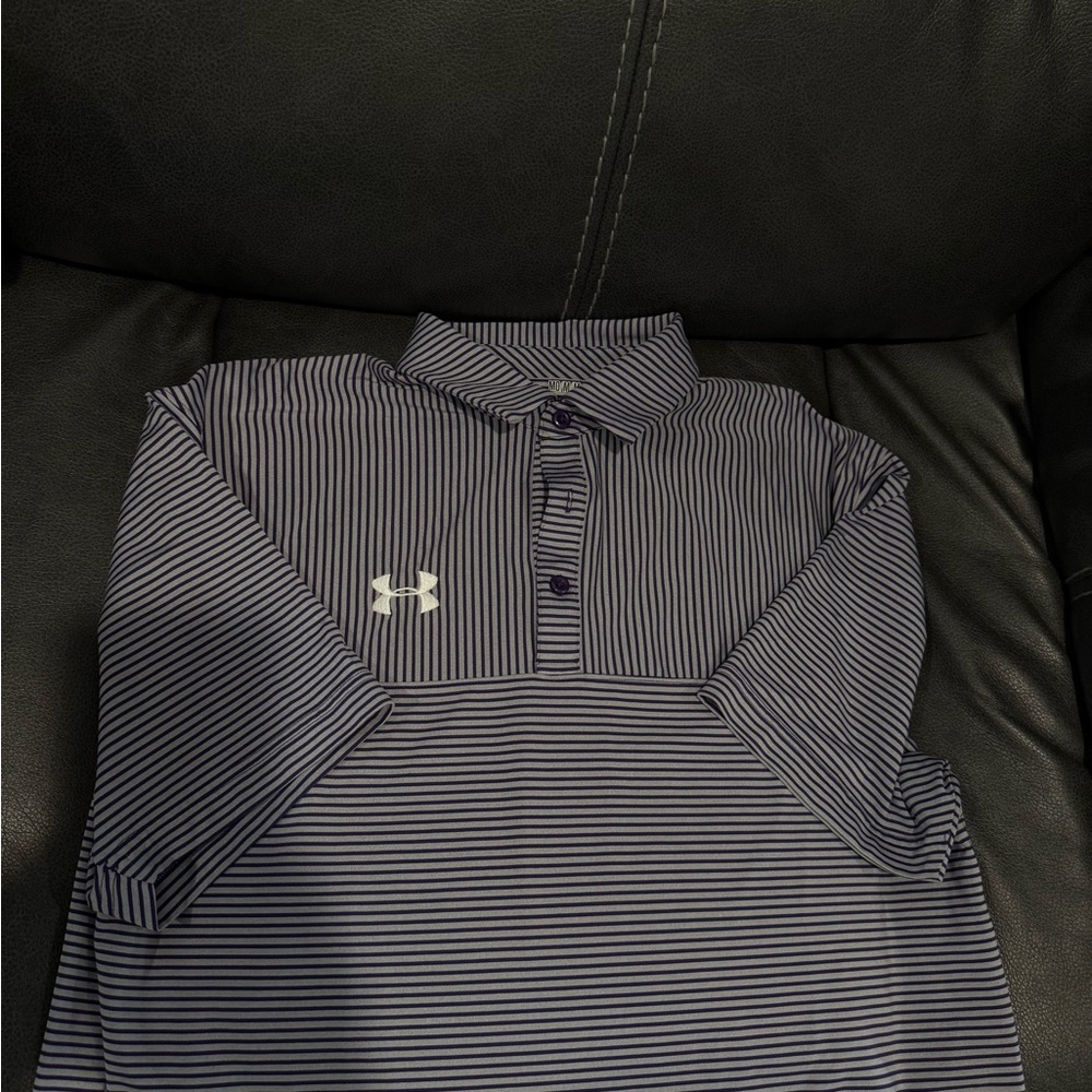 Under Armour Men's Polo Shirt - Black and White Stripes